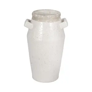 Sagebrook Home 20339-02 14 in. Squared Handle Terracotta Crackle Vase - Gray & White