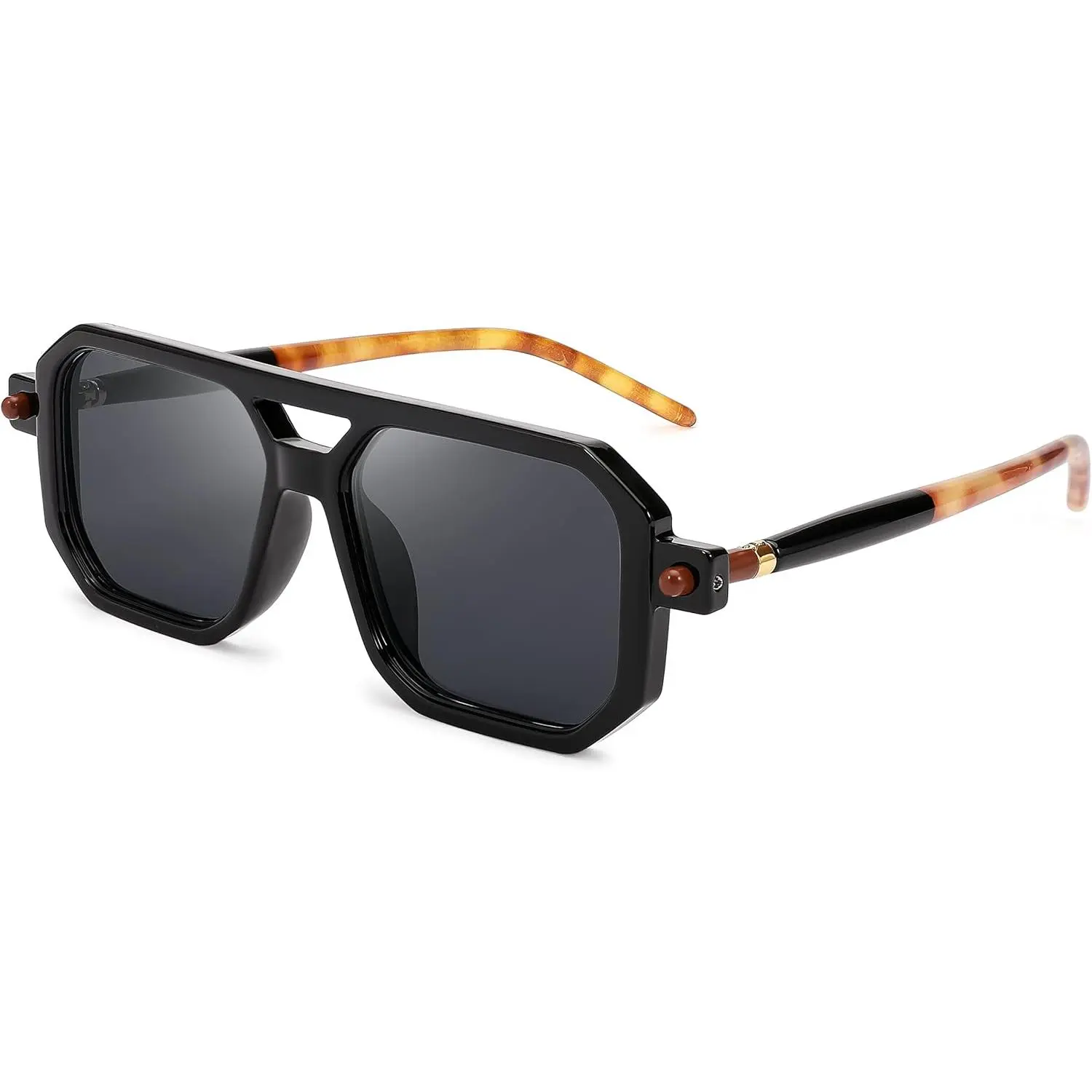 Retro Square 70s Flat Aviator Sunglasses Vintage Trendy Plastic Frame UV400 FEISEDY Retro Square Aviator Sunglasses Women Men 70s  main image 3