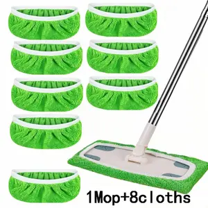 Reusable Microfiber Mop Cloth Set, Border Design, High Absorbency, Washable, Dry & Wet Use, Home Cleaning Essential Tool, Reusable Mop Pads