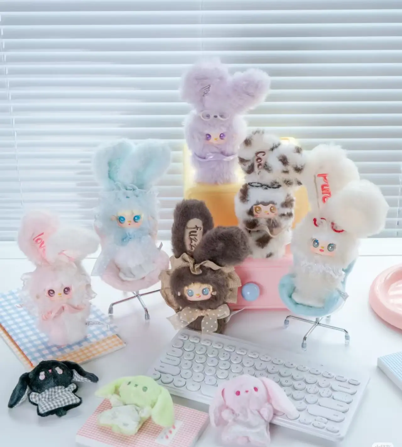 Yooki Plush Series Blind Box Healing Bunny-Cute Soft Rabbit Collectible,Cute Kawaii Rabbit Bag Pendant, Mystery Collectible Mini Keychain Doll, Soft Stuffed Surprise Gift for Girls, Friends & Plushie Lovers, Birthday Present