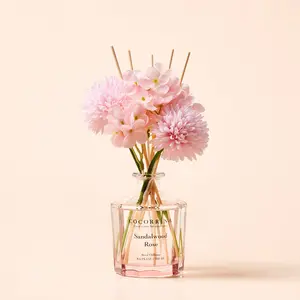 COCORRÍNA Reed Diffuser - Sandalwood Rose 8.5 Fl.oz Flower Reed Diffuser Set with 8 Sticks, Home Fragrance Reed Diffuser for Home Bedroom Office Bathroom Shelf Decor (Master Collection)