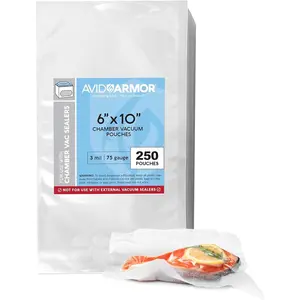 Chamber Vacuum Sealer Bags – Heavy Duty, BPA-Free, Pre-Cut Chamber Vacuum Bags for Food Preservation, Freezer Storage, Sous Vide and more, 250/Pack (6x10) – Multi-Use Vacuum Bags