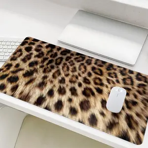 Leopard-print Mouse Pad, Rectangle Gaming Mouse Pad, Non-Slip Rubber Base Stitched Edge Desk Pad for Laptop Desktop, Office Desk Accessories