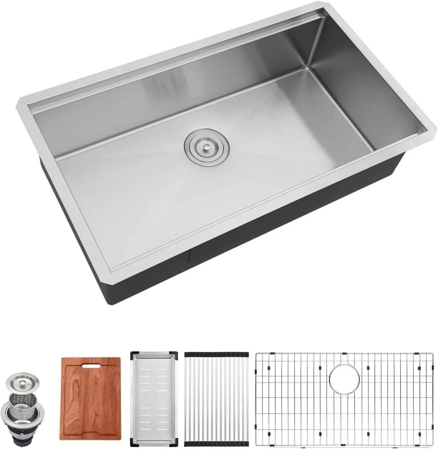 Bronstarz Undermount Kitchen Sink, 304 Stainless Steel Workstation Sink, 16 Gauge Large Single Bowl Kitchen Sinks (Brushed) handmade