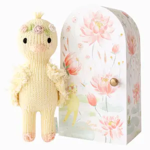 cuddle+kind Tiny Flora the duckling (mauve) 6" hand-knit doll - 1 doll = 10 meals, fair trade, heirloom quality, handcrafted in Peru, 100% cotton yarn