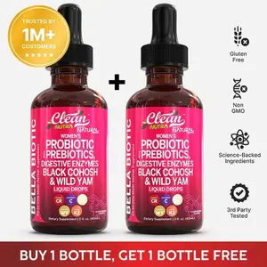 Clean Nutra BOGO | Women's Probiotic with Prebiotics, Digestive Enzymes, Black Cohosh & Wild Yam for Gut Health Vitamins - Bella Biotic