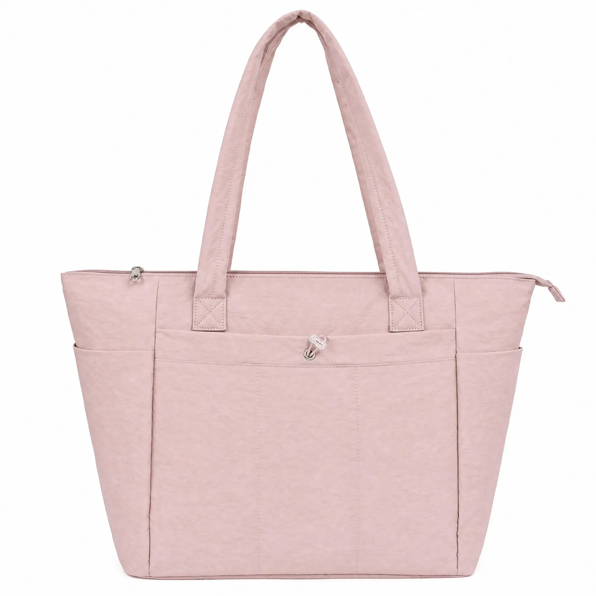 Large Capacity Tote Bag, Lightweight Commute Laptop Tote Bag, Gym Bag, Lightweight Versatile Tote with Multiple Compartments, Pink Textured Tote Bag for Travel and Work, Gift for Her,school style, workout