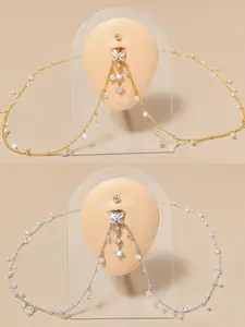 Women's Belly Button Ring Chain, Adjustable Navel Piercing Jewelry, Sexy Body Chain Accessory for Beach Party, Summer Bikini Wear