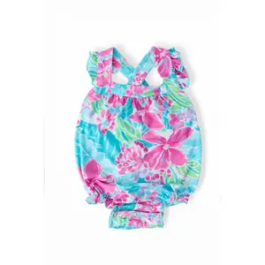 Tropical Punch Ruffle Cross Back Romper