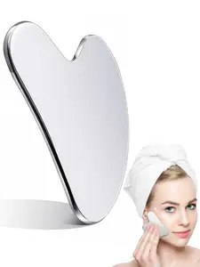 LMMAKE Stainless Steel Gua Sha Facial Tool for Tightening Skin Massage Guasha Beauty Tool Metal Guasha Tool for Face Body Eyes Neck Silver