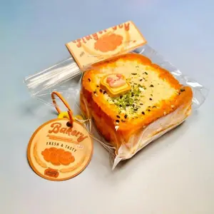 Small Toast Original Flavor Double LayerFood-Grade Silicone Slow-Rising Rebound Squishy Fidget Toys for Stress Relief - Soft Squeeze Toys with Thick Creamy Slime Texture, Handmade Non-Toxic Sensory Toys