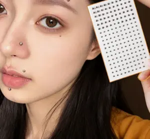 180pcs Waterproof Fake Piercing Kit, Self-Adhesive Lip Eyebrow Nose Rings & Belly Jewelry, Non-Piercing Body Art Gift for Women