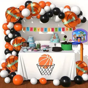 97pcs Basketball Theme Black Orange Latex Balloons Garland Arch Kit for Birthday Wedding Anniversary Celebration Party Outdoor Indoor Background Home Bar Decor Supplies