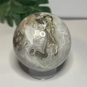 Moss agate crystal sphere