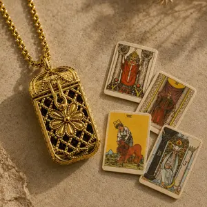 Tiny Tarot Deck Necklace, 22 Mini Tarot Cards Pendant, Tarot Jewelry for Women and Men tiktokshopspringglowup