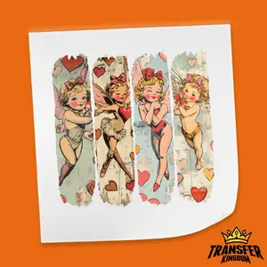 Vintage Cherub Angels Pattern Design - Valentine's Day DTF Heat Transfer Sheet