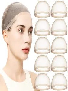 5 Pack (10 Pieces) Elastic Hair Nets, Soft Nylon Wig Caps for Women, Lace Front Wigs & Silk Hats, Comfortable and Safe Fit