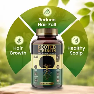 Rooted Strength Hair Vitamins with DHT Blocker & Collagen - Biotin Capsules for Thicker, Stronger Hair, 60 Count