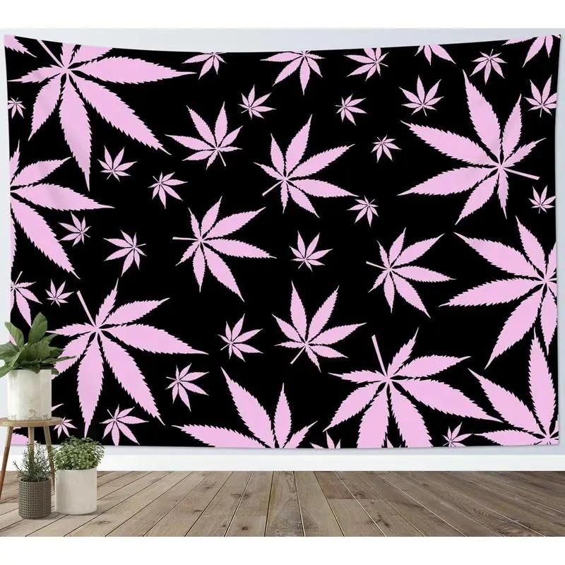 60inchx40inch Tapestry LB Marijuana Leaf Weed Tapestry Wall Hanging Plant Pink Marijuana Marijuana Leaf Tapestry Suitable for Bedroom Western Country Style Plant Tapestry Suitable for Living Room College Dormitory Decoration