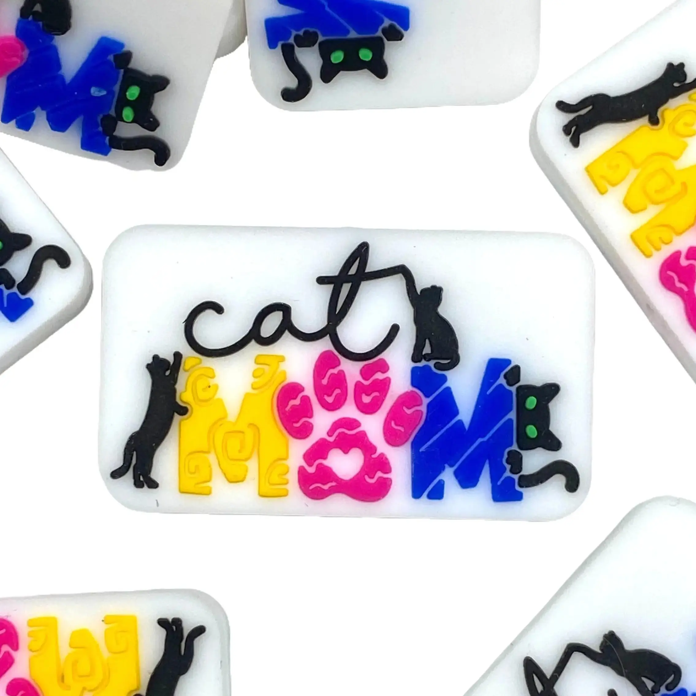 1pc Cat Mom Silicone Focal Beads - Custom Bead with Cats Beading & Crafting DIY Beaded Pens