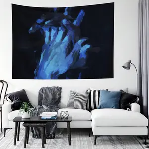 1pc Abstract Hand Print Tapestry, Suitable For Living Room, Bedroom, Office Wall Decor, Home Decor, Party Decoration, Rectangular Fabric Wall Hanging With Drape Effect,  Wall Tapestry