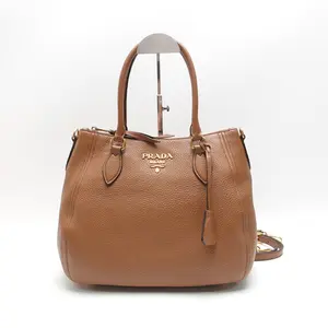 Pre-owned PRADA grained calfskin Top Handle Bag Tan T10433166