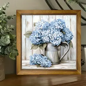 A Vintage Wall Painting, 8X8 Inches Square Wooden Frame, Polished Finish, Lightweight Single Image, Horizontal Orientation, Festive Decoration for Home And Office, Aesthetic Farmhouse Table Sign. Mother'S Day Easter Gift.