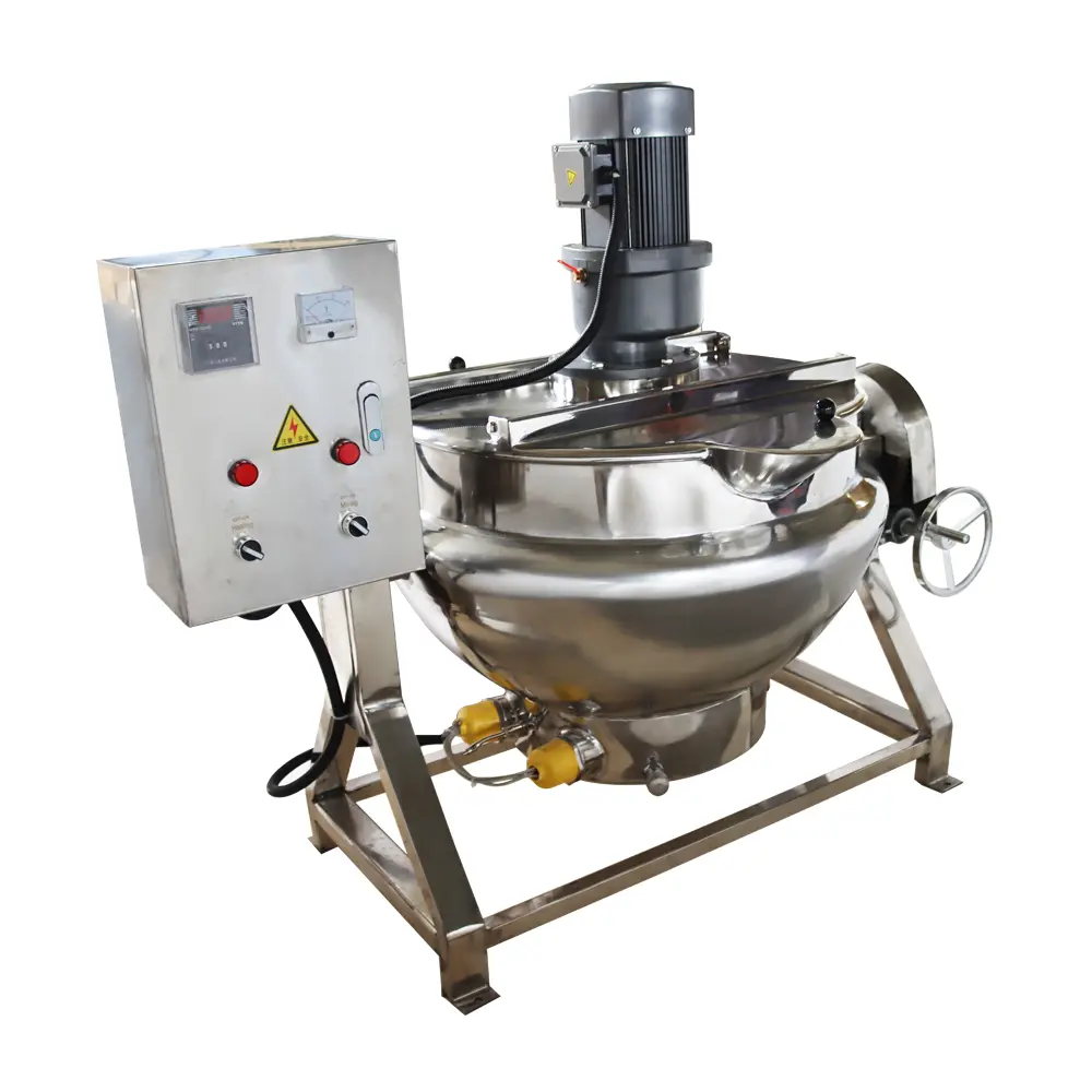 Yokoma Commercial Cooking Jacketed Kettle Tilt Kettle 26.5gal/100L Stainless Steel Automatic Cooking Machine for Porridge Soup Candy Cakes Beverage Jams 220V Three-phase Temperature Adjustable