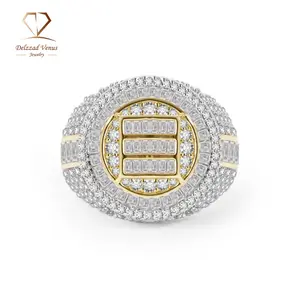 Delzzad 3ct The Sovereign Ring Glacier Band Fully Iced-out Hip Hop Ring VVS Synthetic Moissanite Ring Jewelry Copper Band Unisex Hip Hop Ring Perfect Birthday Engagement Wedding Anniversary Christmas Valentine's Day Gift