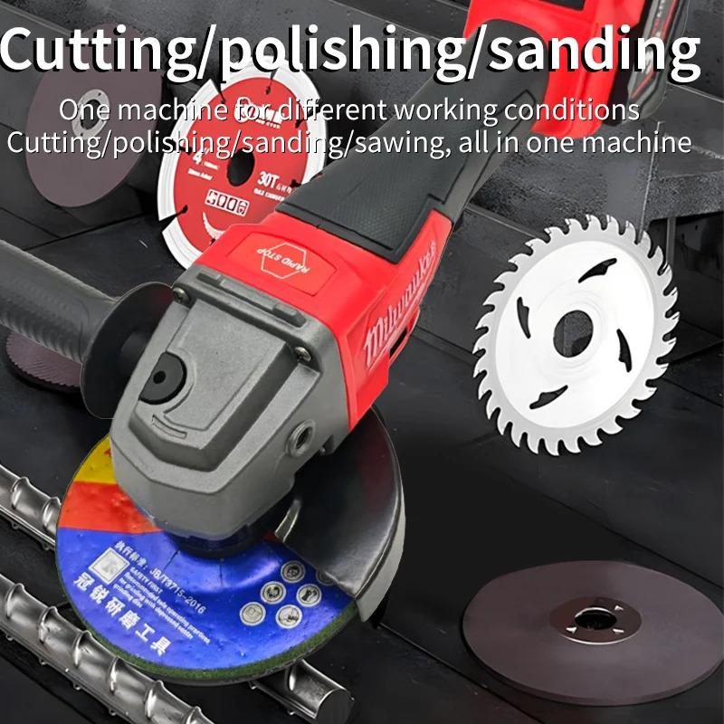 2026 Milwaukee 125mm Braking Brushless Angle Grinder M14 Electric Cordless Polishing 3 Gears Variable Speed Cutting Power Tools Comprehensive Household Hardware Tool Set tire change auto repair