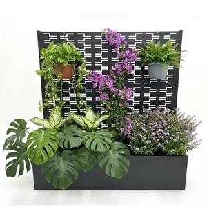 Gaomon Metal Planter Box with Trellis, 45.7"x45"x15" Raised Garden Beds, Privacy Screen with Drainage Holes for Climbing Plants, Patio Balcony