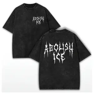 Abolish Ice Black Metal Style T-Shirt, Vintage Distressed Oversized Cotton Tee, Dark Aesthetic Goth Punk Graphic Shirt for Men Women, Retro Rock Band Concert Top, Unisex Streetwear with Edgy Typography, Unique Activist Statement Gift