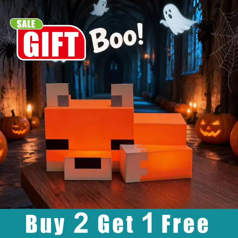 【Buy 2 Get 1 Free】Halloween Cute Fox Night Light, Pumpkin Glow Lamp USB Rechargeable Nursery Lamp, Cozy Room Decor & Nightlight Gift for Kids, Birthda