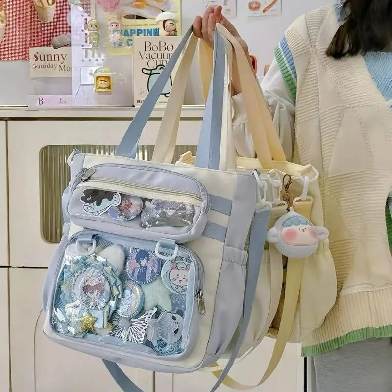 Japanese Transparent Ita Bag Handbag Women Anime Portable Large Capacity Girls Shoulder Tote Bag Nylon Crossbody Bags ItaBag