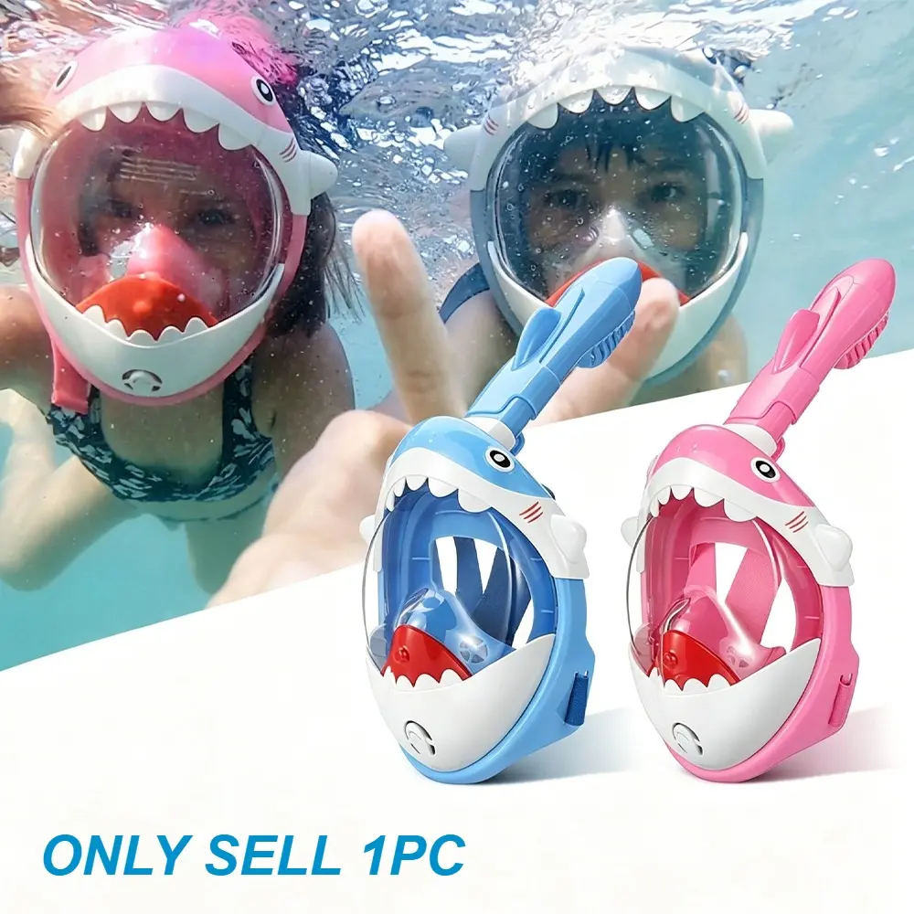 Kids Full Face Snorkel Mask Active – Dry Top Anti-Fog Waterproof Diving Mask – Children’s Snorkeling Gear for Swimming – Wide View No Choking