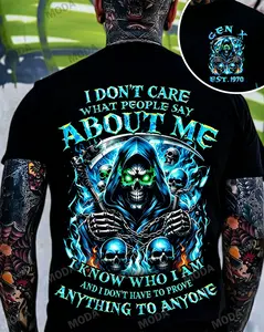 Chaosmoda Generation X I Don't Care What People Say About Me Custom Year Skull T-shirt