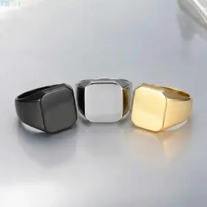 Simple and Smooth Square Stainless Steel Elegant Men's Ring Suitable for Summer Daily Business Party Jewelry Accessories radiant  cut  ring  engagement