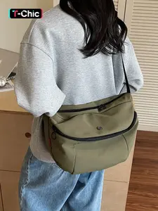 Women's Solid Color Commuter Crossbody Bag, Fashionable Large Capacity Shoulder Bag for Daily Used, Casual Trendy Versatile High-quality Daily Commuting Bag