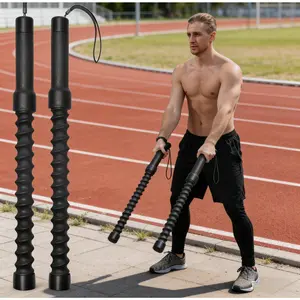 2pcs Compact Fitness Training Bar – Cordless Swing Stick with Weighted Spring Resistance for Home Gym, Travel, Outdoor Workouts & Daily Strength Exercise, 19.3-Inch Portable Exercise Bar