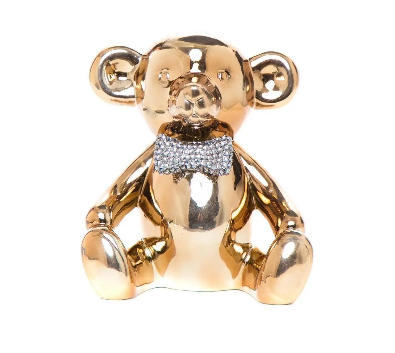 Interior Illusions Plus Bronze Bear with Rhinestone Bow Tie Bank - 8.5" tall