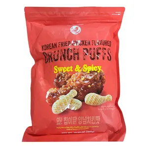 No Brand Korean Fried Chicken Flavored Crunch Puffs Sweet & Spicy Flavor 10.58 oz, Family Size 300 g