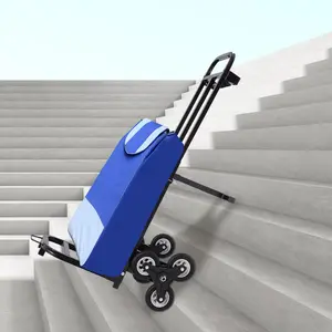 CNCEST Folding Stair Climb Hand Truck 460LB Load Capacity, 6 Anti-Slip Wheels, Adjustable Armrest Portable Dolly for Moving Heavy Objects Upstairs & Downstairs