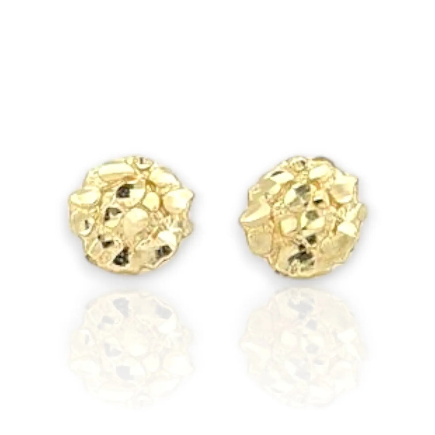 Round Nuggete Earrings  - 10k Yellow Gold