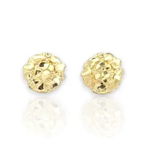 Round Nuggete Earrings  - 10k Yellow Gold