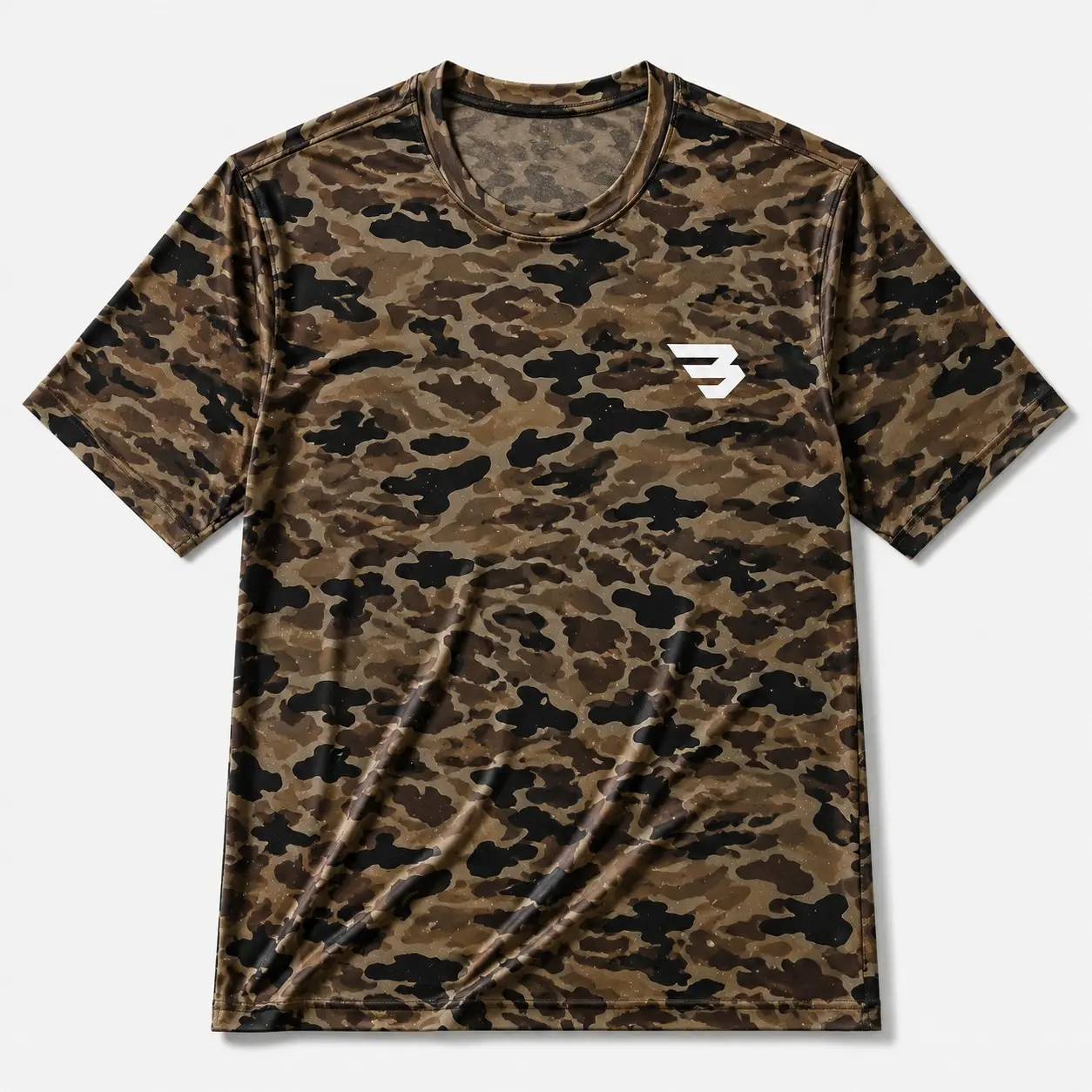BURLEBO Men's Camo Athletic Shirt | Breathable Quick Dry Performance T-Shirt | Gym Running Outdoor Wear