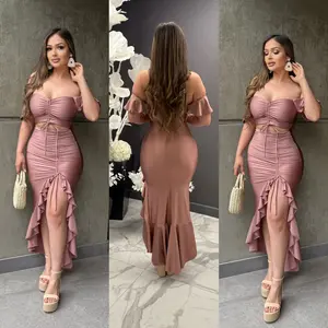 Kiara Dress - Soft Stretchy Polyester & Elastane Fabric Women's Casual Style Ruffled Midi Dress Made in USA