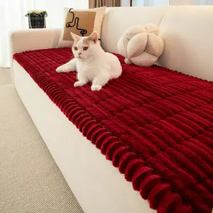 1pc Flannel Sofa Cushion, Soft Skin-Friendly Fabric, Wave Edge Design, Pet-Friendly Non-Slip, Machine & Hand Washable, Fits Single to Five-Seater Sofas