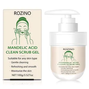 【Ten pack】ROZINO Mandelic Acid Clean Scrub Gel - Gentle Cleansing Refreshing Smooth Moisturizes Skin Suitable for All Skin Types 100g 3.527oz