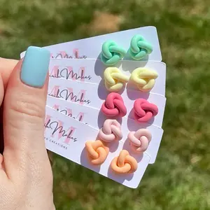 Knotted Stud Earrings Handmade Clay Pastel Collection Colorful Fashion Jewelry for Women