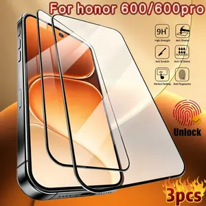 3pcs Ultra-Thin Ultrasonic Unlocking Phone Protector Film for Honor 600 Series, High-Quality HD Tempered Glass, Anti-Scratch & Oil Resistant